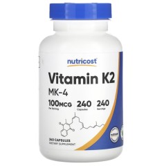 Nutricost, Витамин К2, MK-4, 100 мкг, 240 капсул